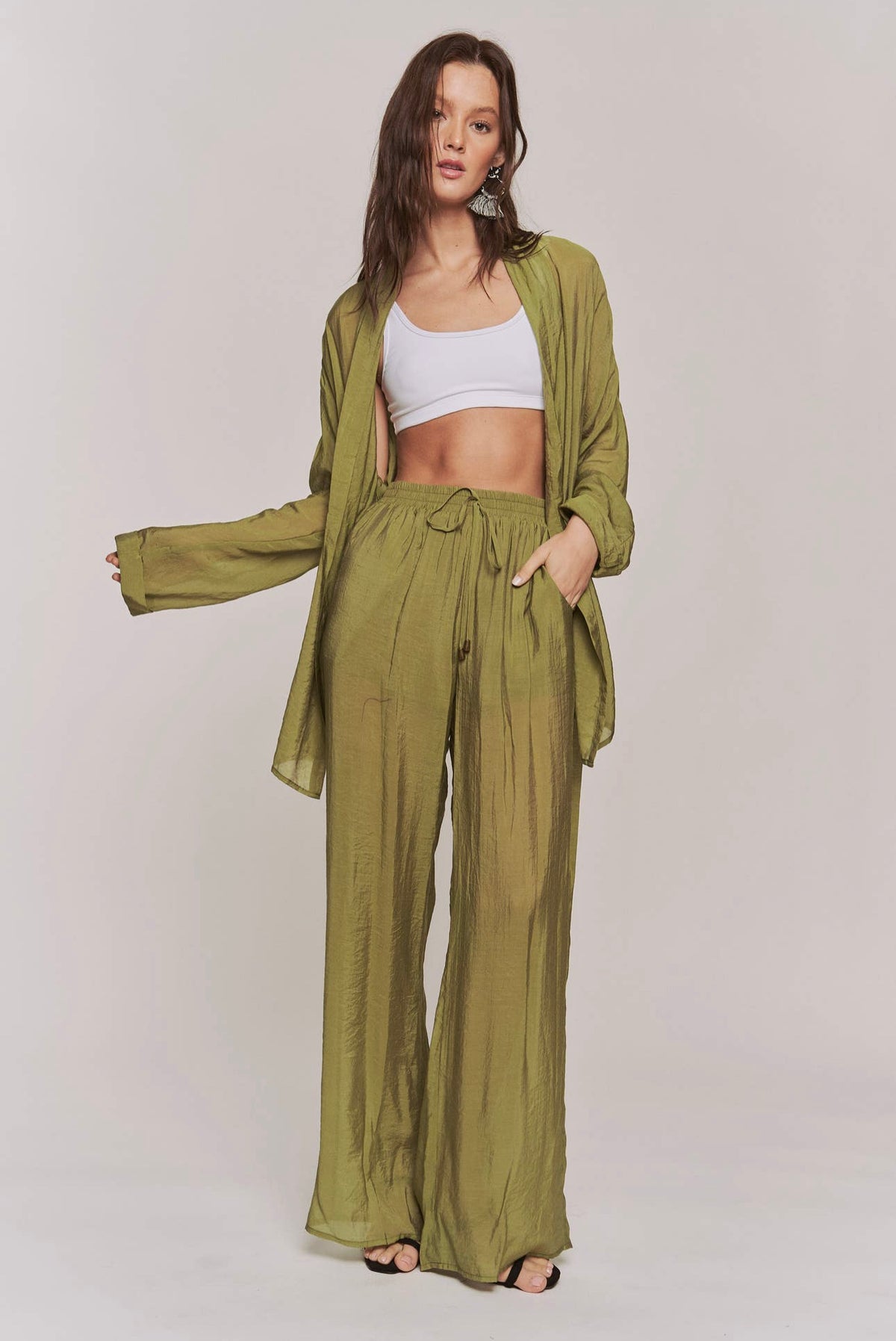 Green Martini Cardigan & Pant Ensemble