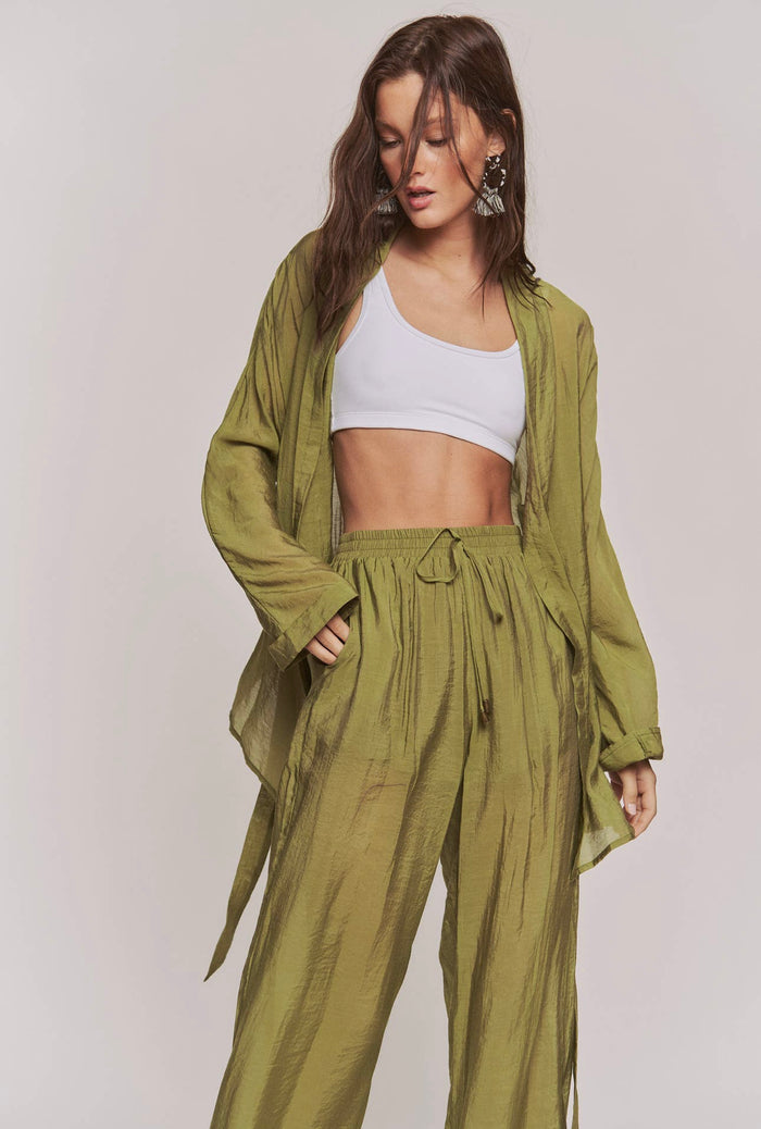 Green Martini Cardigan & Pant Ensemble