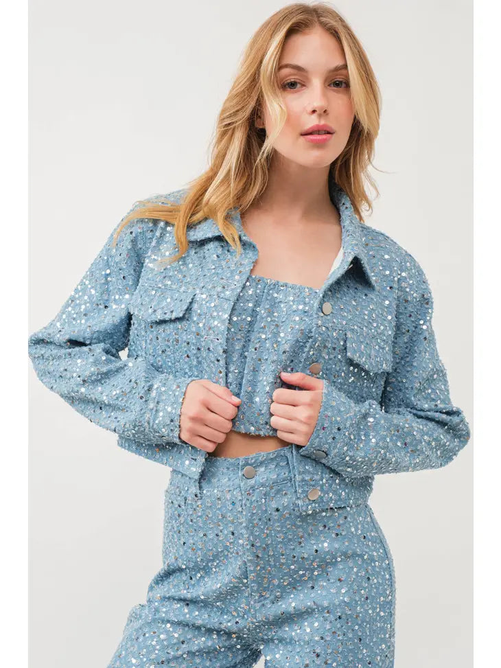 Revel in Sequin Cropped Jacket