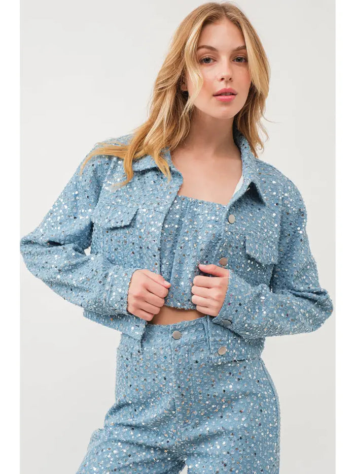Revel in Sequin Cropped Jacket