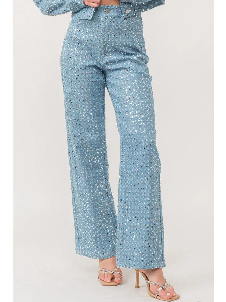 Sequined Distress Denim Delight