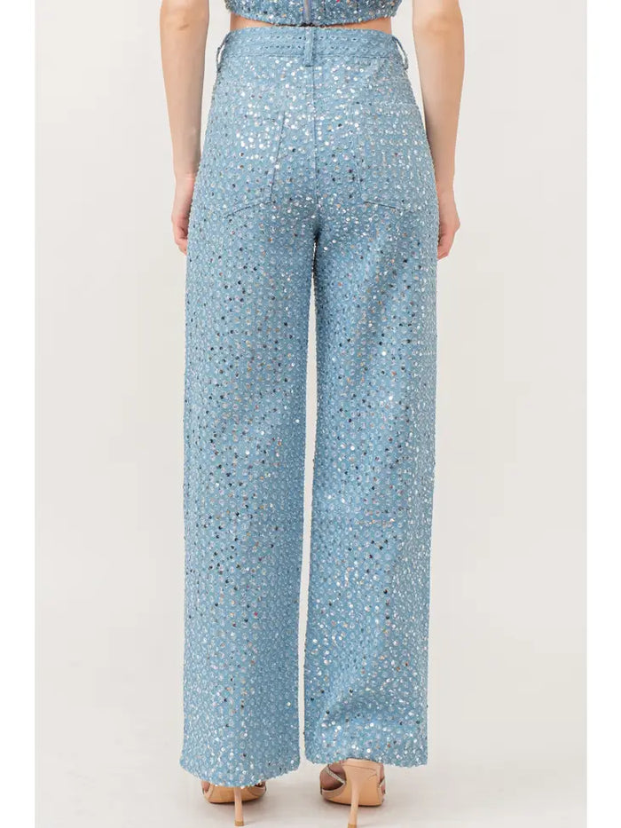 Sequined Distress Denim Delight