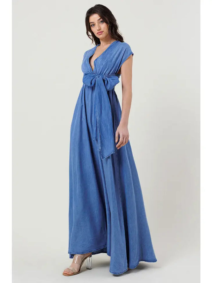 Classic Denim Wrap Dress
