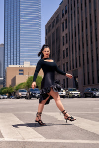 Satin Noir Ruffle Skirt