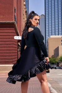 Satin Noir Ruffle Skirt