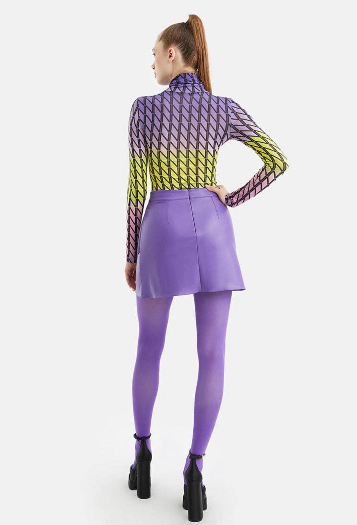 Purple Fringe Faux Suede Mini Skirt